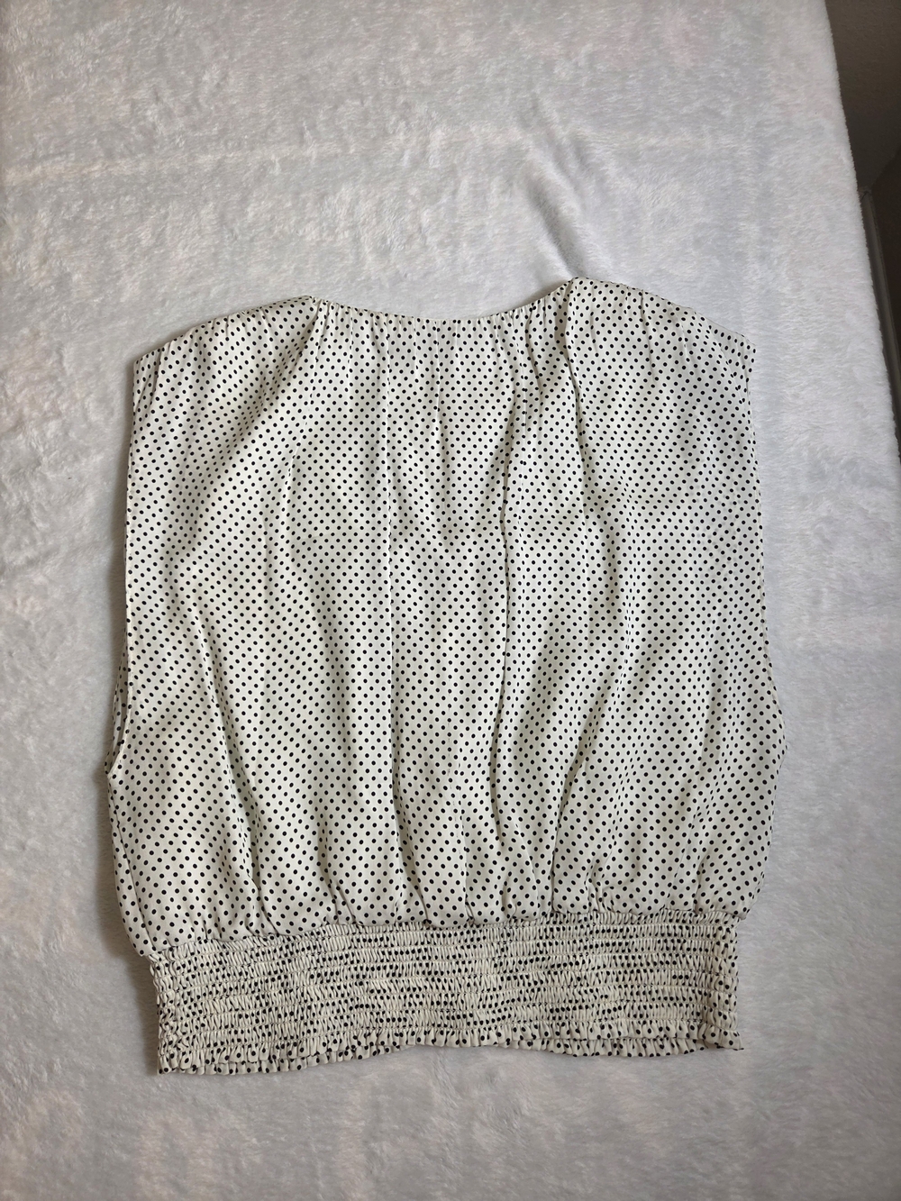 Alice + Olivia Loretta Polka Dot Smocked Waist Crop Top Size S - Picture 9 of 11